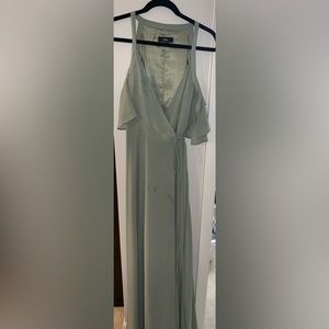 Easy Listening Sage Green Cold-Shoulder Wrap Maxi Dress